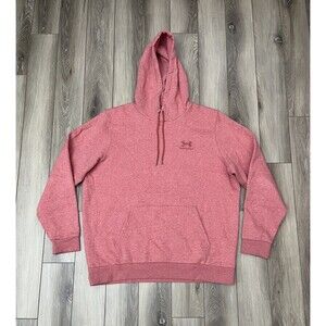 Under Armour Mens Essential Fleece Hoodie Heather Red UA Pullover Sz XL
